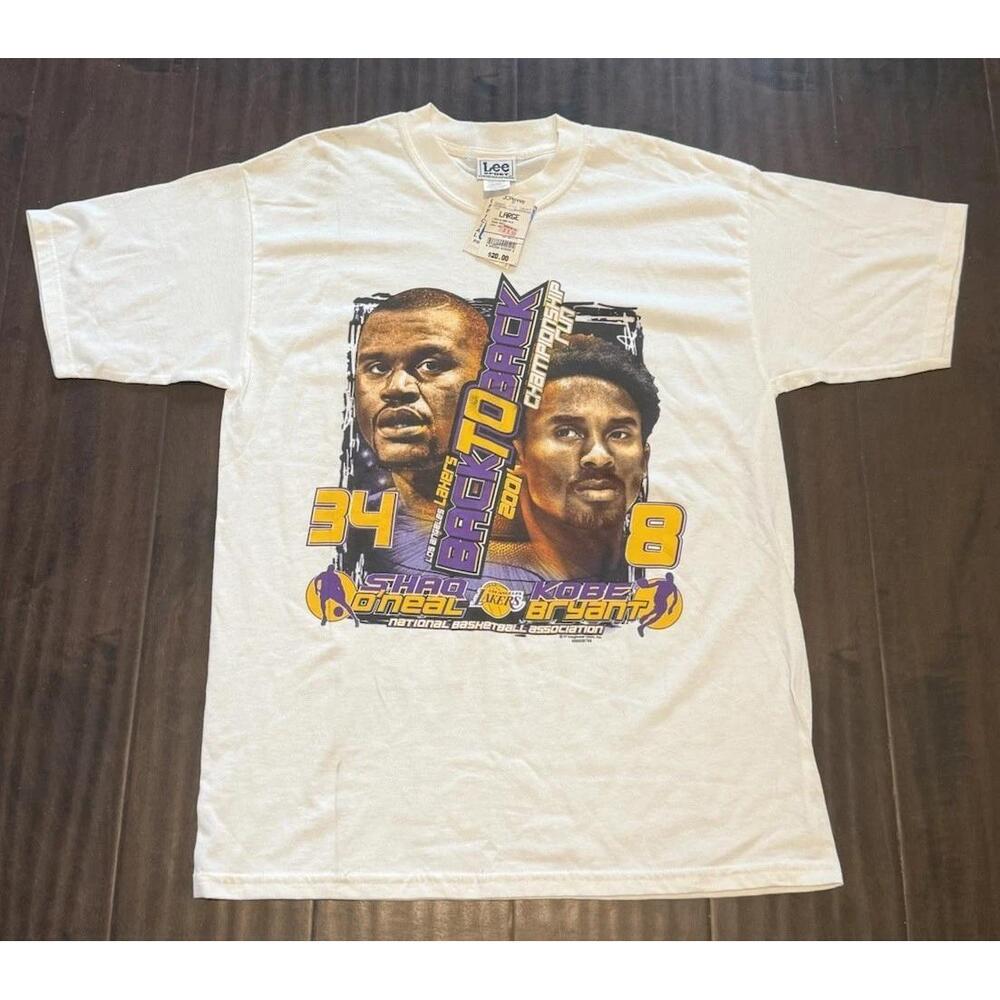 Lee Lakers 2000 2001 Back To Back Champions Tee T Shirt Kobe Bryant Shaq